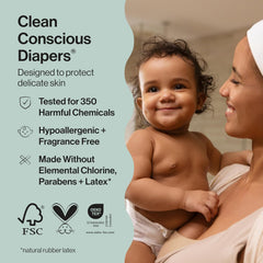 The Honest Company Comfort Dry Disposable Daytime Diapers for Sensitive Skin, Hypoallergenic, Fragrance-Free, Turtle Time + Pattern Play, Club Box Size 2 (12-18 lbs), 72 Count