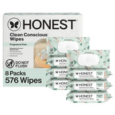 The Honest Company Baby Wipes for Sensitive Skin, Hypoallergenic, Fragrance-Free, Multi-Use, Geo Mood Design, 576 Count (8 Packs of 72)