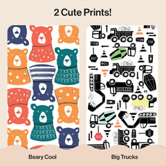 The Honest Company Comfort Dry Disposable Daytime Diapers for Sensitive Skin, Hypoallergenic, Beary Cool + Big Trucks, Super Club Box Size 6 (35 lbs), 68 Count