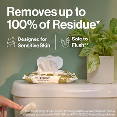 The Honest Company Hypoallergenic Flushable Wipes for Sensitive Skin, Gilded Wings, 42 Count