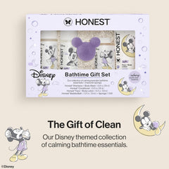 The Honest Company Calm Lavender Bathtime Gift Set, Disney Design, Hypoallergenic Bath for Sensitive Baby Skin, Shampoo Body Wash Face Lotion Bubble Conditioner Sponge