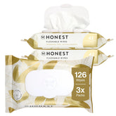 The Honest Company Flushable Wipes for Sensitive Skin, Hypoallergenic, Fragrance-Free, Gilded Wings Design, 126 Count