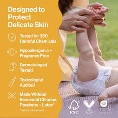 The Honest Company Comfort Dry Disposable Daytime Diapers for Sensitive Skin, Up to 100% Leakproof, Hypoallergenic, Fragrance Free, Donut Grow Up, Polybag, Size 3 (16-28 lbs), 27 Count