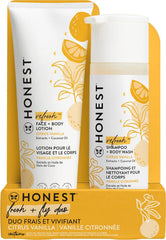 The Honest Company 2-in-1 Cleansing Shampoo and Body Wash Face Lotion Bundle, Gentle for Baby Naturally Derived Citrus Vanilla Refresh 18.5 fl oz