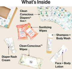 The Honest Company Baby Arrival Gift Set Newborn Essentials Welcome Box, Diapers Wipes Personal Care Diaper Rash Cream