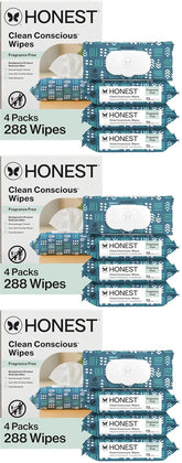 The Honest Company Hypoallergenic Multi-Use Baby Wipes for Sensitive Baby Skin, Balance Blues, 288 Count (Pack of 3)