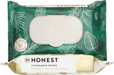 The Honest Company Flushable Wipes for Sensitive Skin | Fragrance Free, Hypoallergenic, 99% Water, Safe to Flush | pH Balanced Feminine Wipes | Tropical Leaves + Gilded Wings, 84 Count (2 Packs of 42)