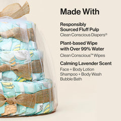 The Honest Company Deluxe Diaper Cake Diapers Baby Personal Care Plant-Based Wipes Above it All, Size 1 8-14 lbs, 70 Count