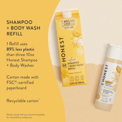 The Honest Company 2-in-1 Cleansing Shampoo Body Wash Refill Carton, Gentle for Baby, Naturally Derived, Tear-free, Hypoallergenic, Citrus Vanilla Refresh, 32 fl oz