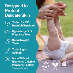The Honest Company Comfort Dry Disposable Daytime Diapers for Sensitive Skin, Hypoallergenic, Fragrance-Free, Rose Blossom + Tutu Cute, Super Club Box, Size 2 (12-18 lbs), 124 Count