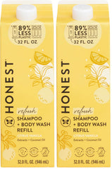 The Honest Company 2-in-1 Cleansing Shampoo Body Wash Refill Carton, Gentle for Baby, Naturally Derived, Tear-free, Hypoallergenic, Citrus Vanilla Refresh, 32 fl oz, (Pack of 2)