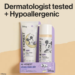 The Honest Company 2-in-1 Cleansing Shampoo and Body Wash Face Lotion Bundle Disney Design Gentle Enough for Baby Dermatologist Tested Calm Lavender 18.5 fl oz