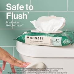 The Honest Company Family Flushables Bundle for Sensitive Skin | Adult Flushable Wipes (42 Count) + Toddler Flushable Wipes (42 Count) | Fragrance Free, Hypoallergenic, 99% Water, Safe to Flush