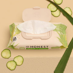The Honest Company Hydrate and Cleanse Naturally Scented Wipes, Cleansing Multi-Tasking, 99% Water, Plant Based, Hypoallergenic, Aloe Cucumber, 60 Count