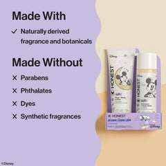 The Honest Company 2-in-1 Cleansing Shampoo and Body Wash Face Lotion Bundle Disney Design Gentle Enough for Baby Dermatologist Tested Calm Lavender 18.5 fl oz