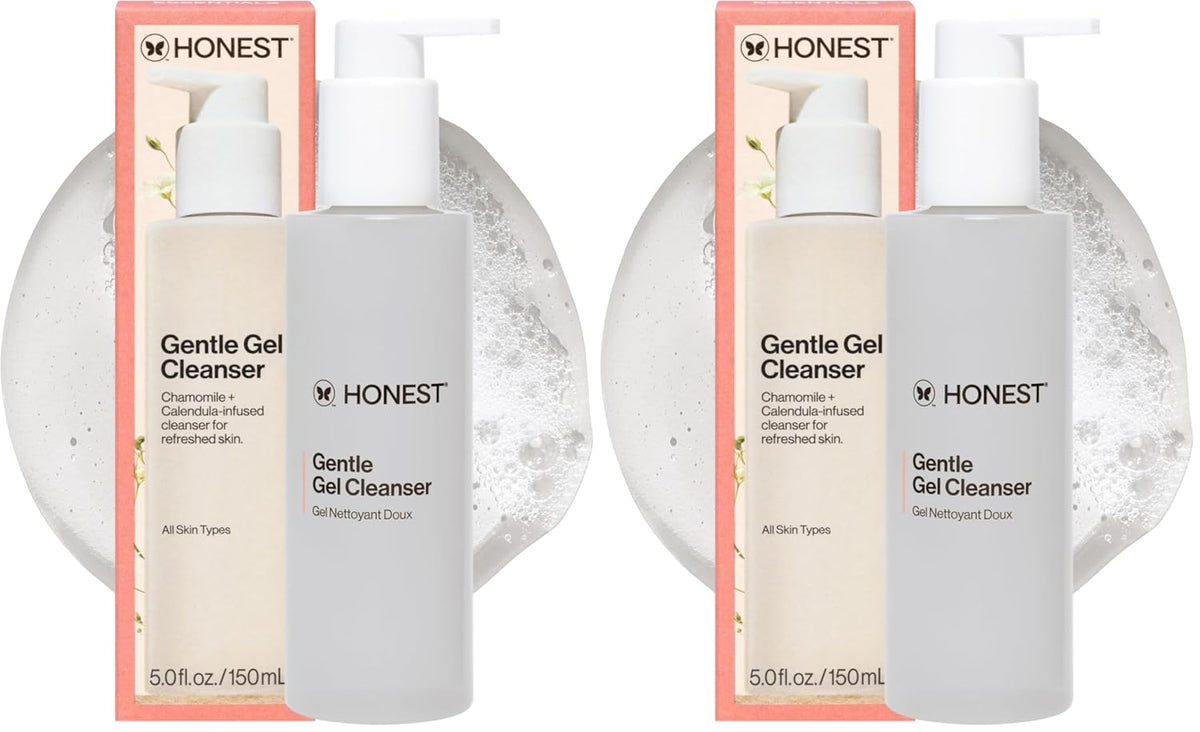 Honest Beauty Gentle Gel Daily Face Cleanser, Calms, Refreshes, Hydrates, Vegan Safe for Sensitive Skin, 5 fl oz, (Pack of 2)