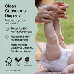 The Honest Company Comfort Dry Disposable Daytime Diapers for Sensitive Skin, Hypoallergenic, Fragrance-Free, Fall '25 Seasonal Prints, Club Box, Size 5 (27 lbs), 44 Count