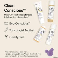 The Honest Company Calm Lavender Bathtime Gift Set, Disney Design, Hypoallergenic Bath for Sensitive Baby Skin, Shampoo Body Wash Face Lotion Bubble Conditioner Sponge
