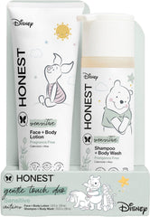 The Honest Company 2-in-1 Cleansing Shampoo and Body Wash, Face Lotion Bundle, Disney Design, Gentle for Baby, Dermatologist Tested, Sensitive Fragrance-Free, 18.5 fl oz