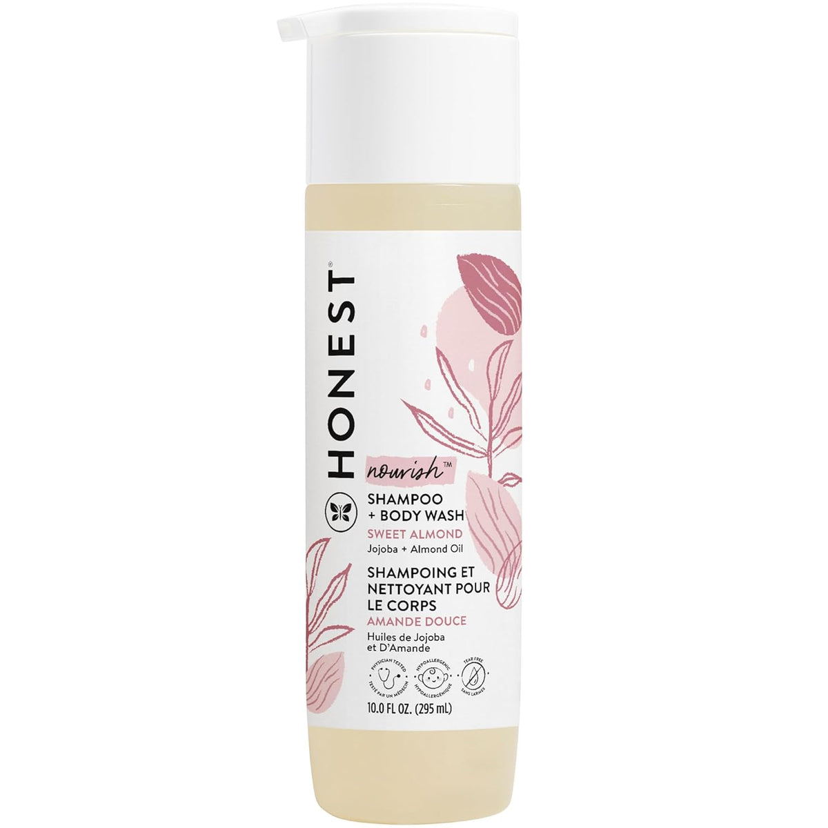 The Honest Company 2-in-1 Cleansing Shampoo Body Wash Gentle for Baby, Naturally Derived Tear-free Hypoallergenic Sweet Almond Nourish 10 fl oz