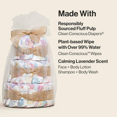 The Honest Company Diaper Cake Diapers Baby Personal Care Plant-Based Wipes, Rose Blossom, Regular Size, 1 8-14 lbs, 35 Count