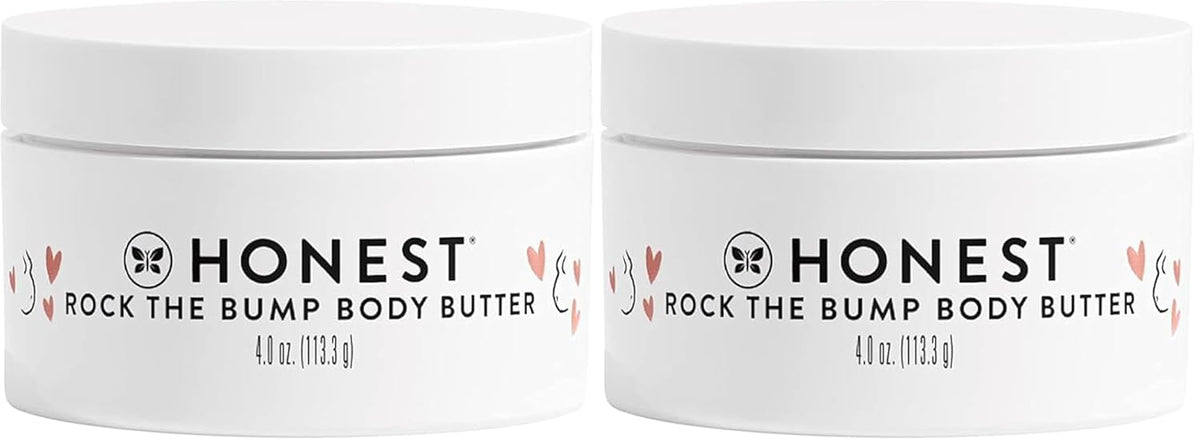 The Honest Company Mama Rock Bump Body Butter Moisturizing Stretch Mark Cream,Shea Avocado Oil,Vitamin E,Hypoallergenic and Dermatologist Tested,4 oz,(Pack of 2)