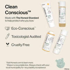The Honest Company Fragrance-Free Bathtime Gift Set, Disney Design, Hypoallergenic, Bath Essentials for Sensitive Skin, Shampoo and Body Wash, Face Lotion, Bubble Bath, Conditioner, Sponge