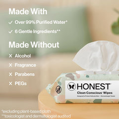 The Honest Company Unscented Wipes Over 99% Water Compostable Plant-Based Baby Hypoallergenic for Sensitive Skin EWG Verified Geo Mood 648 Count