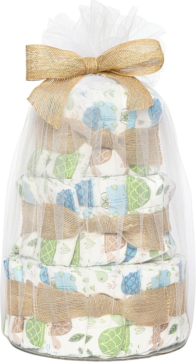 The Honest Company Diaper Cake, Diapers Baby Personal Care Plant-Based Wipes Turtle Time Regular Size 1 8-14 lbs 35 Count