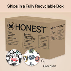 The Honest Company Comfort Dry Disposable Daytime Diapers for Sensitive Skin, Hypoallergenic, Big Trucks + All The Letters, Super Club Box Size 5 (27 lbs), 84 Count